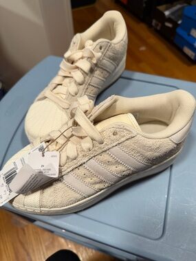 adidas Off-White Suede Core Sneakers with Shell Toe